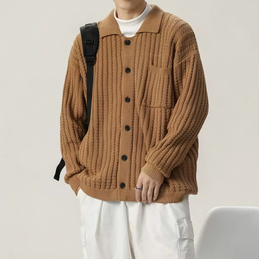 Loose Oversized Solid Color Knit Sweater Men - Which Mark