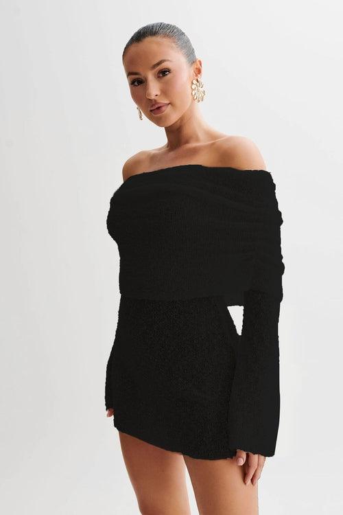 25 Edition – Off-Shoulder Knit Bodycon Dress - Which Mark