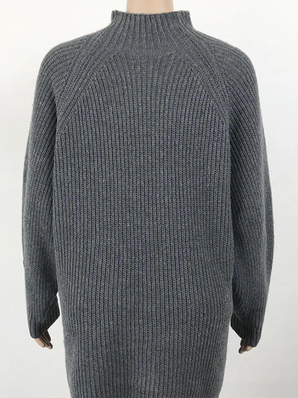 Mock Neck Dropped Shoulder Sweater Dress - Which Mark