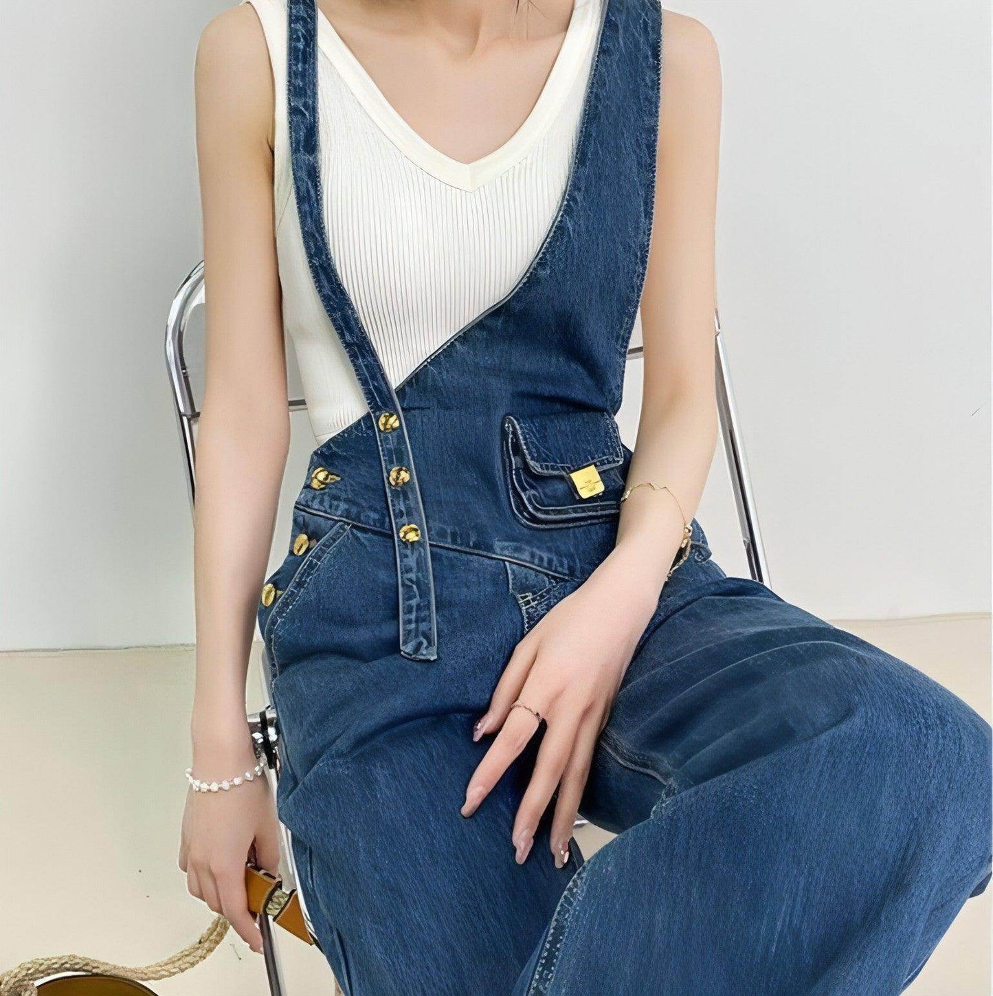 DenimCharm™ – Utility Strap Suspender Jeans - Which Mark