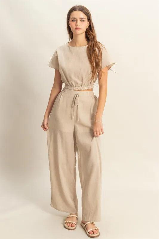 HYFVE Round Neck Short Sleeve Top and Pants Set - Which Mark