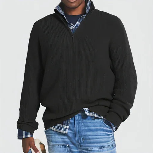 Men's Business Casual Loose Zip Stand Collar Sweater - Which Mark