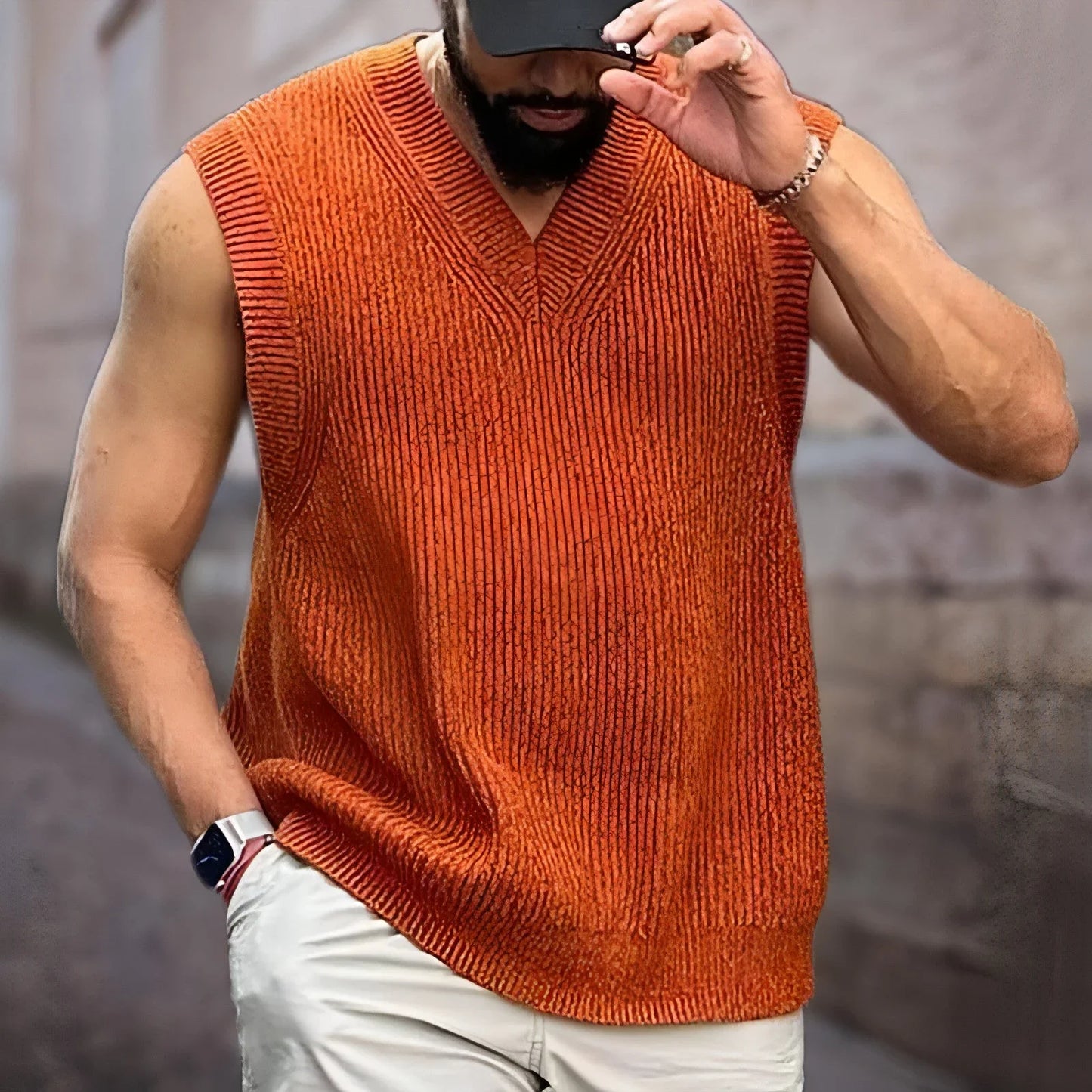 Knitwear Street Slim Fit V-neck Sleeveless Vest Sweater Men - Which Mark