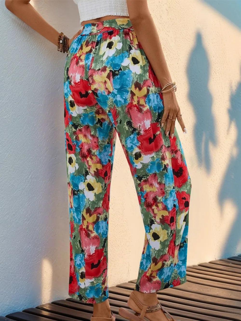 Perfee Tied Printed Wide Leg Pants - Which Mark