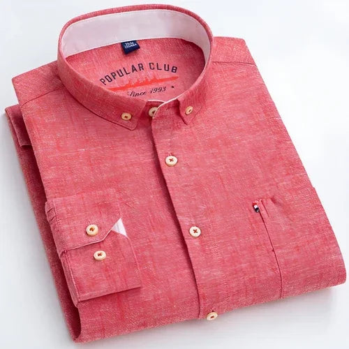 Long Sleeve Cotton Linen Slim Fit Fashion Casual Linen DressShirt Men - Which Mark