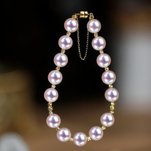 Blue Rose Laser 18K Gold Pearl Elegance Bracelet - Which Mark