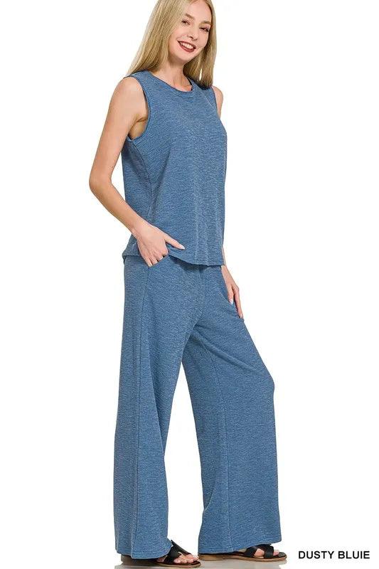 Zenana Cotton Slub Tank & Pants Set - Which Mark