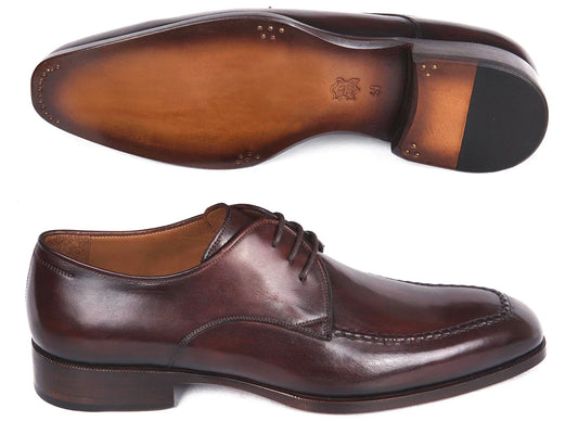Paul Parkman Brown & Bordeaux Leather Apron Derby Shoes (ID#33BRD92) - Which Mark