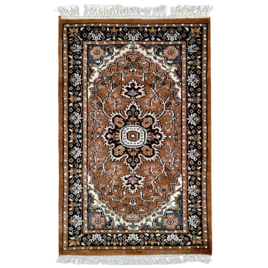 2×3 Feet Hand Knotted Persian Wool Carpet Copper
