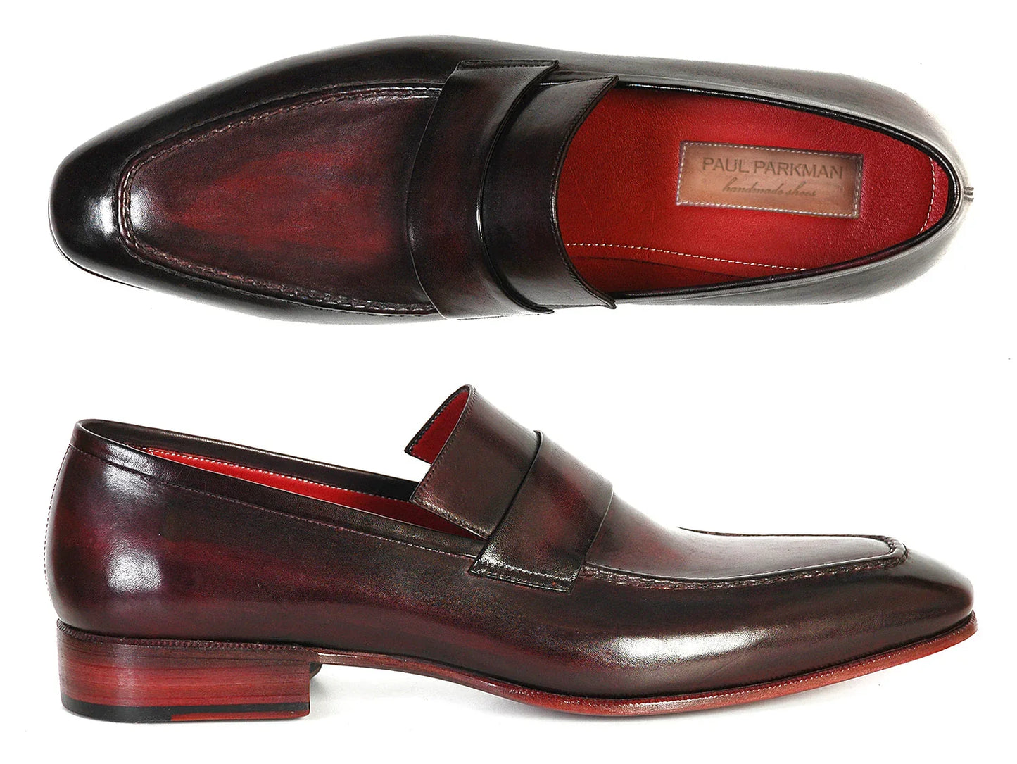 Paul Parkman Men's Loafer Purple & Black Hand-Painted Leather Upper - Which Mark
