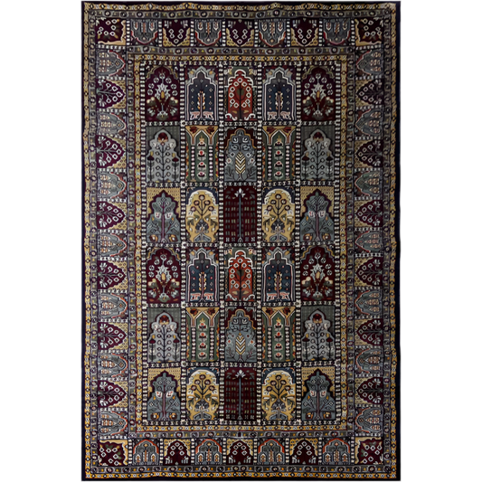 4×6 Feet Hand Knotted Hamadan Carpet Black