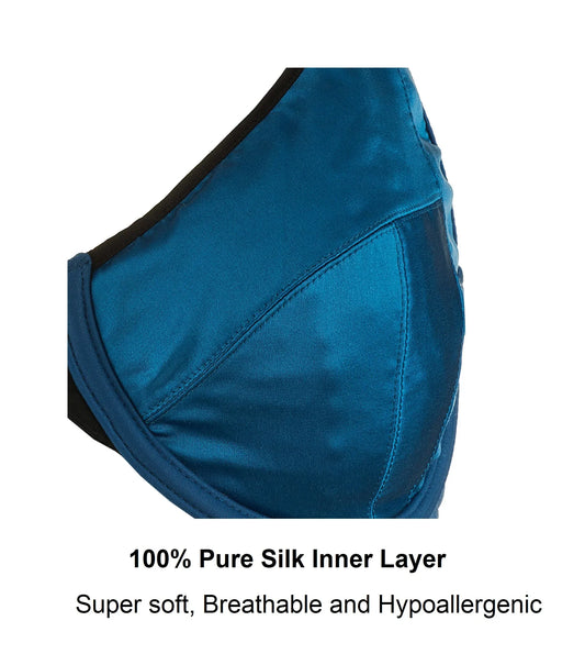Elysia - Navy Blue Silk & Organic Cotton Front Closure Full Cup - Which Mark