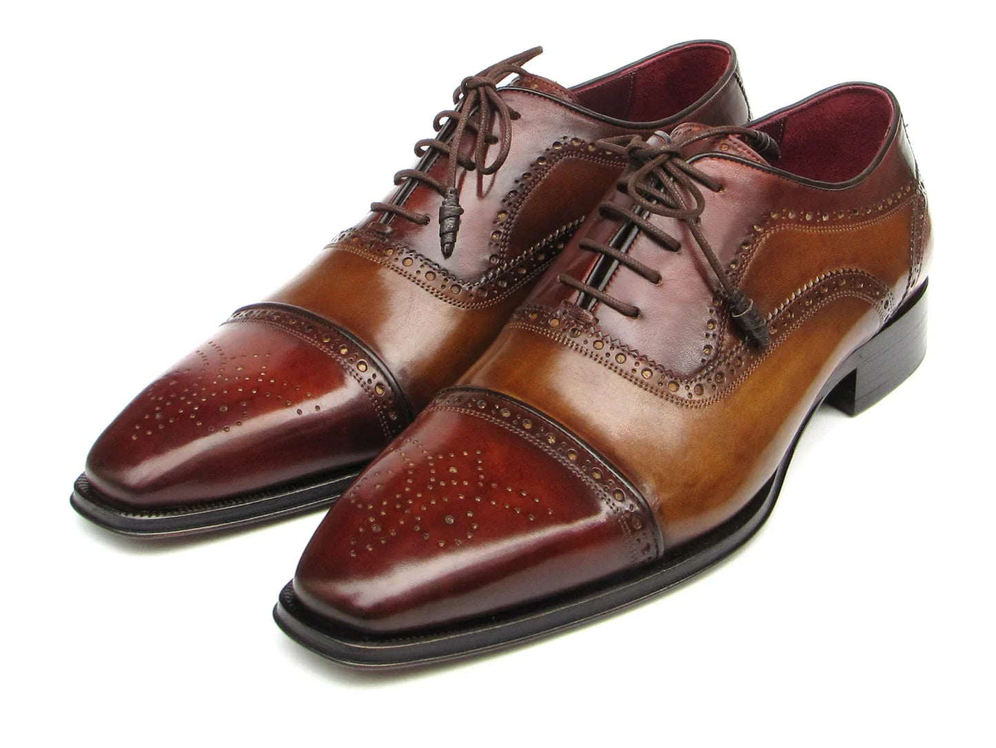 Paul Parkman Captoe Oxfords Camel, Red (ID#024-CML-BRD) - Which Mark