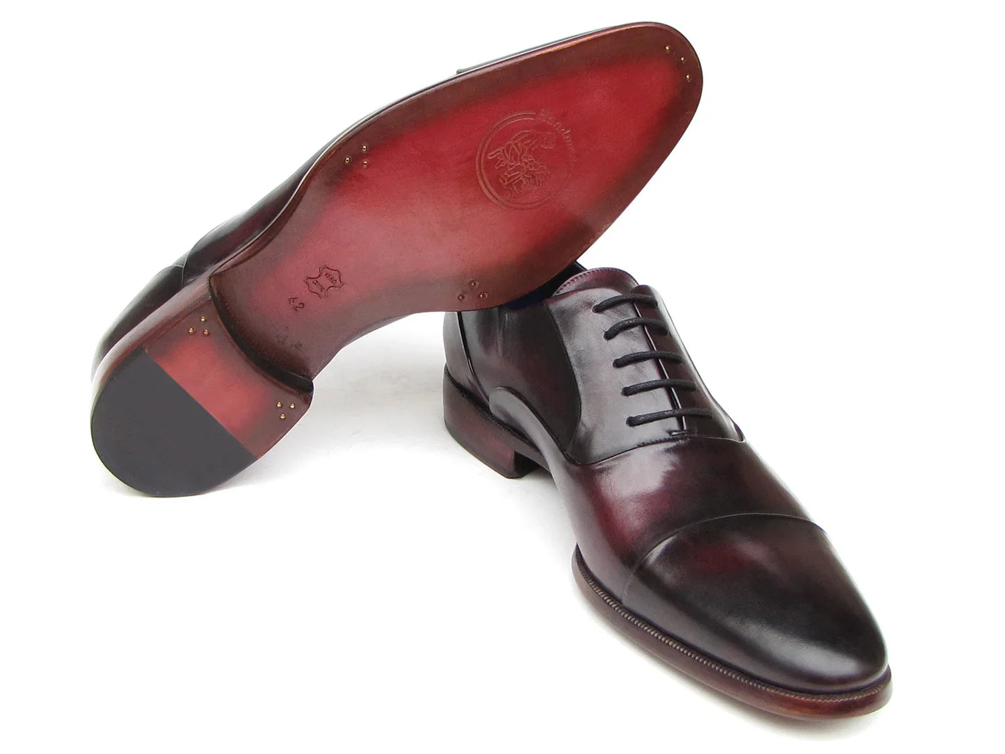 Paul Parkman Men's Captoe Oxfords Black Purple Shoes (ID#074-PURP-BLK) - Which Mark
