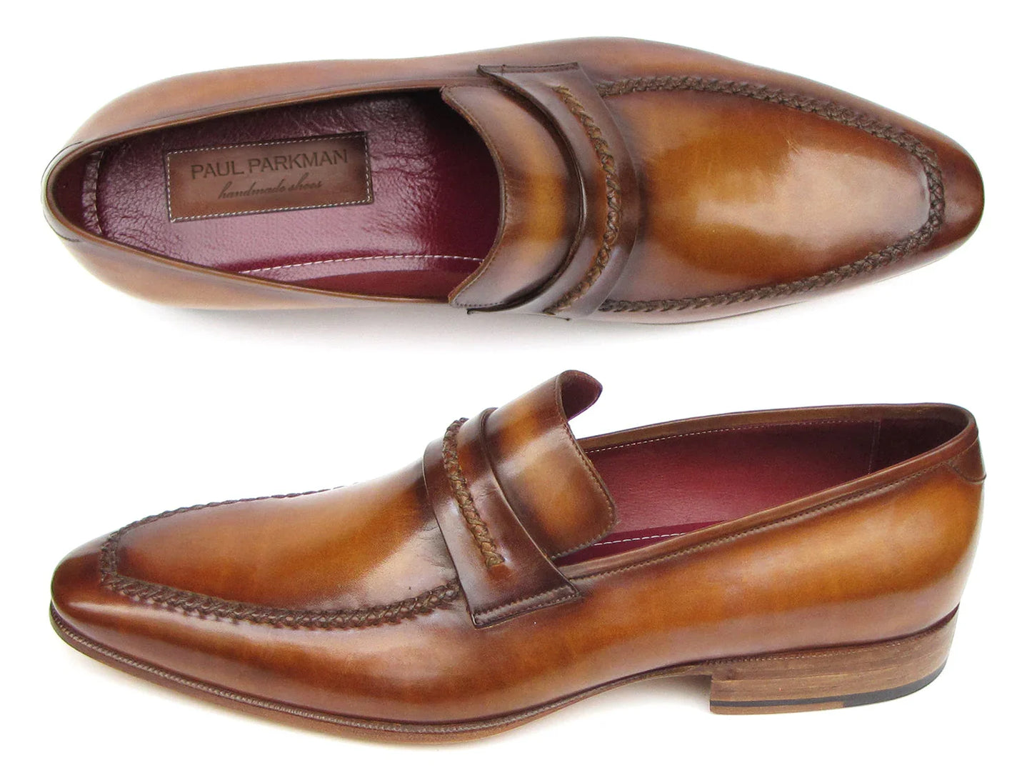 Paul Parkman Men's Loafer Brown Leather Shoes (ID#068-CML) - Which Mark