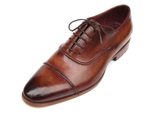 Paul Parkman Men's Captoe Oxfords Brown Hand Painted Shoes - Which Mark