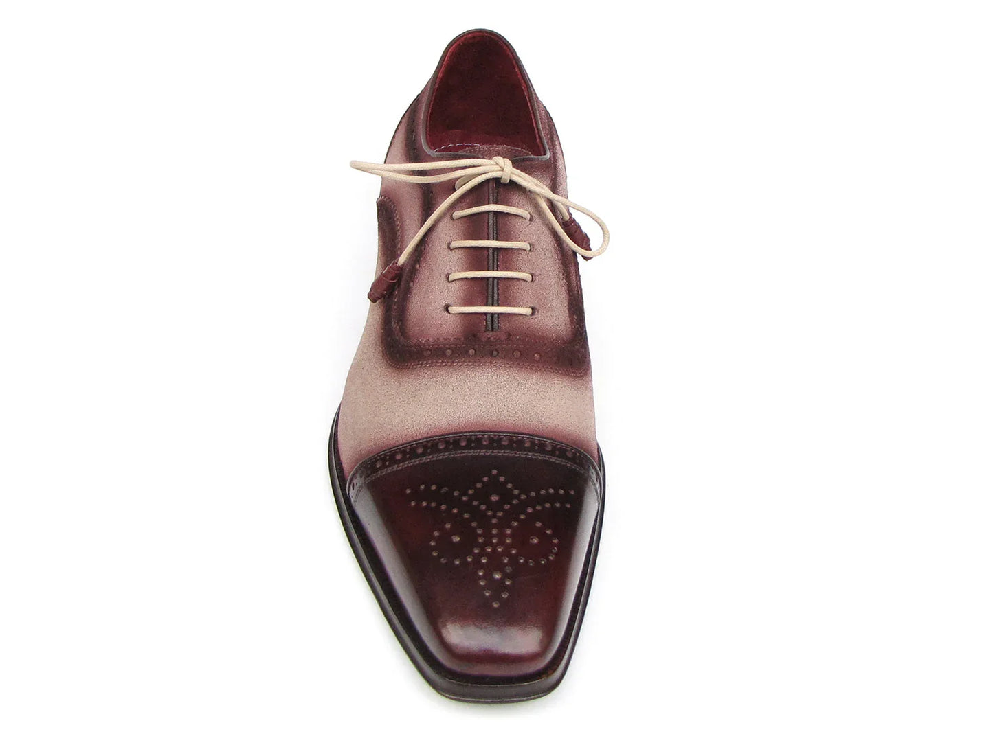 Paul Parkman Captoe Oxfords Bordeaux, Beige (ID#024-BRR) - Which Mark