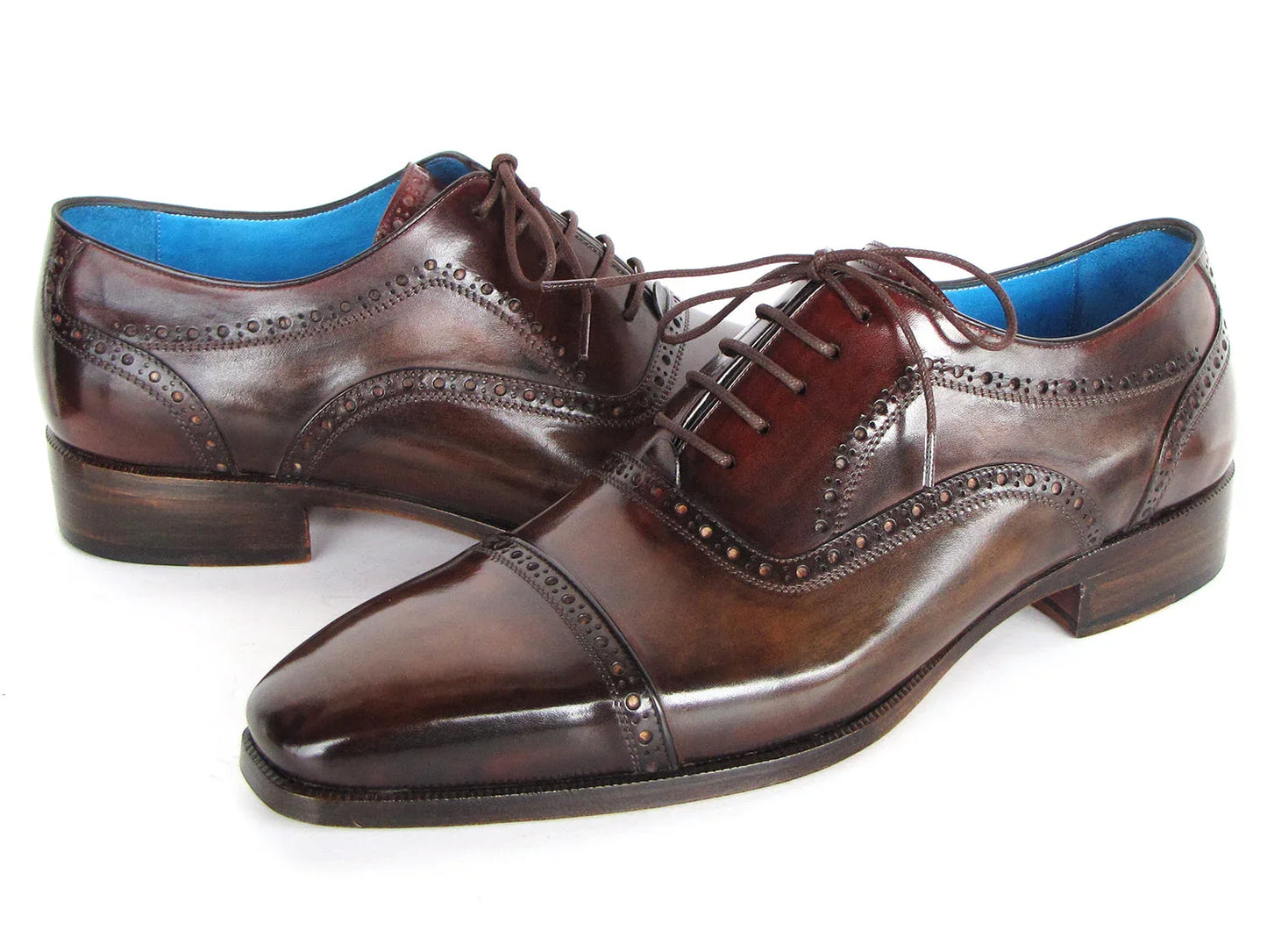 Paul Parkman Men's Captoe Oxfords Anthracite Brown Hand-Painted - Which Mark