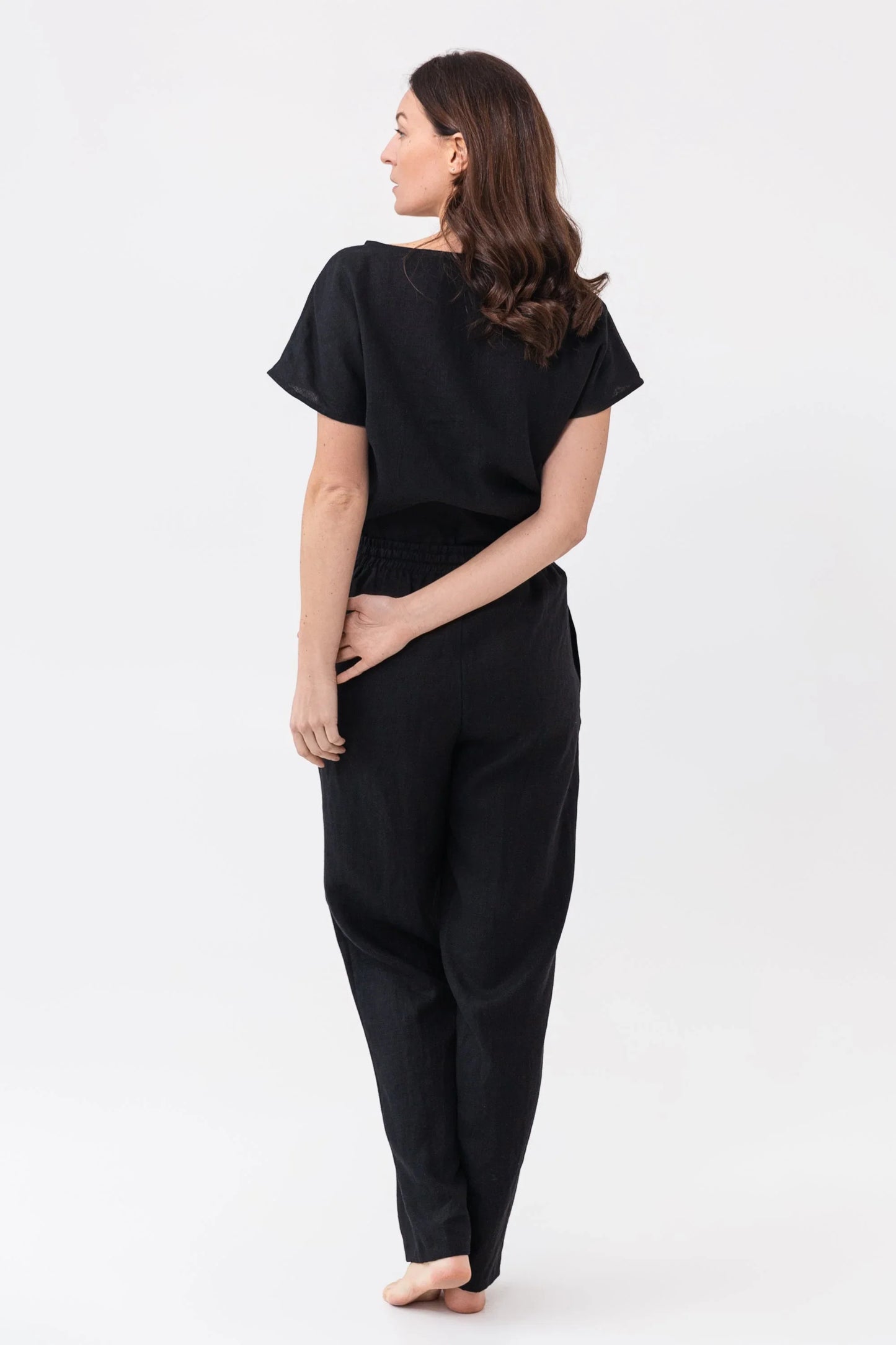 Striped Dark Grey linen / Natural Linen Pajama set / Linen loungewear - Which Mark