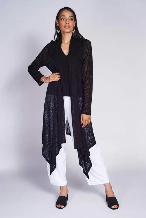 Long Cardigan Textured Mesh knit - Which Mark