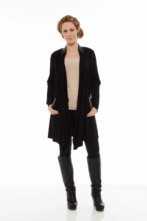 THE BLACK POCKET CARDIGAN WITH OPEN FRONT - Which Mark