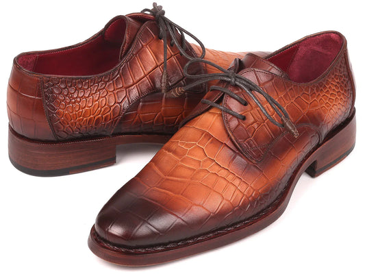 Paul Parkman Brown Crocodile Embossed Calfskin Goodyear Welted Derby - Which Mark