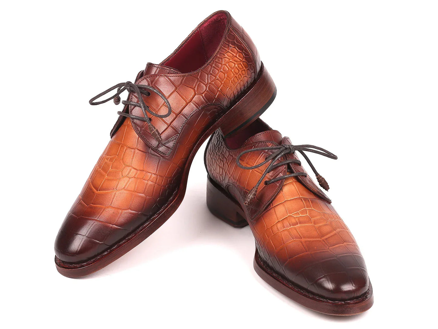 Paul Parkman Brown Crocodile Embossed Calfskin Goodyear Welted Derby - Which Mark