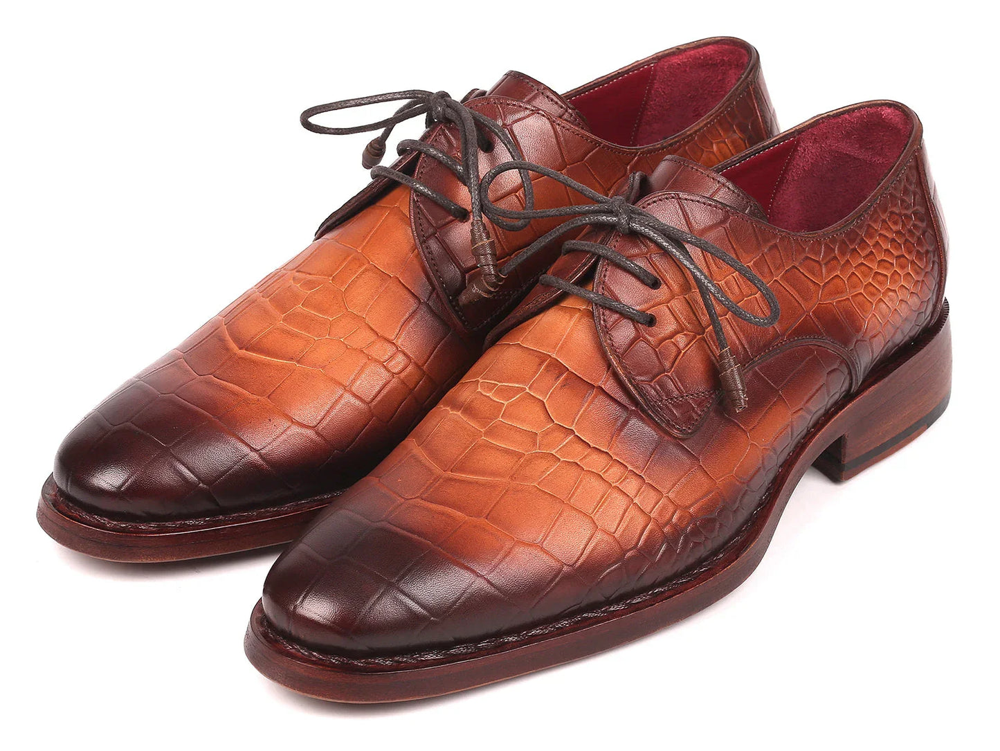 Paul Parkman Brown Crocodile Embossed Calfskin Goodyear Welted Derby - Which Mark