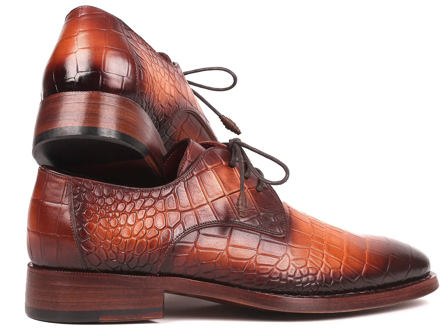 Paul Parkman Brown Crocodile Embossed Calfskin Goodyear Welted Derby - Which Mark