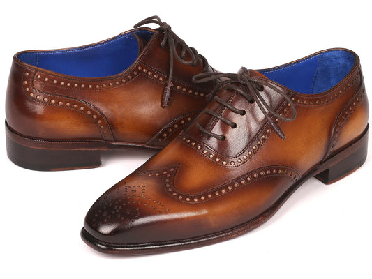 Paul Parkman Men's Handmade Wingtip Oxfords Brown (ID#711W03) - Which Mark