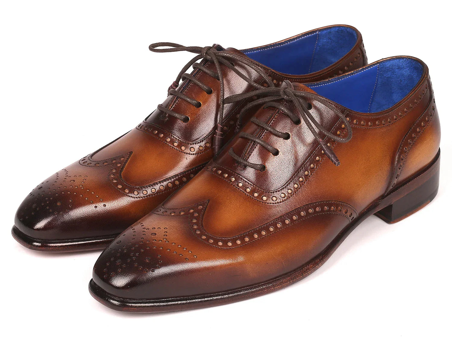 Paul Parkman Men's Handmade Wingtip Oxfords Brown (ID#711W03) - Which Mark
