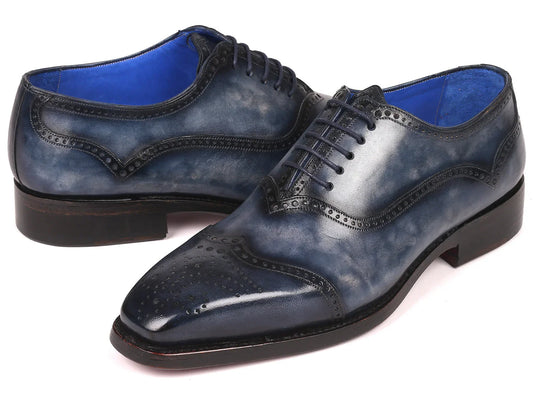 Paul Parkman Men's Goodyear Welted Oxford Shoes Navy (ID#094-NVY) - Which Mark