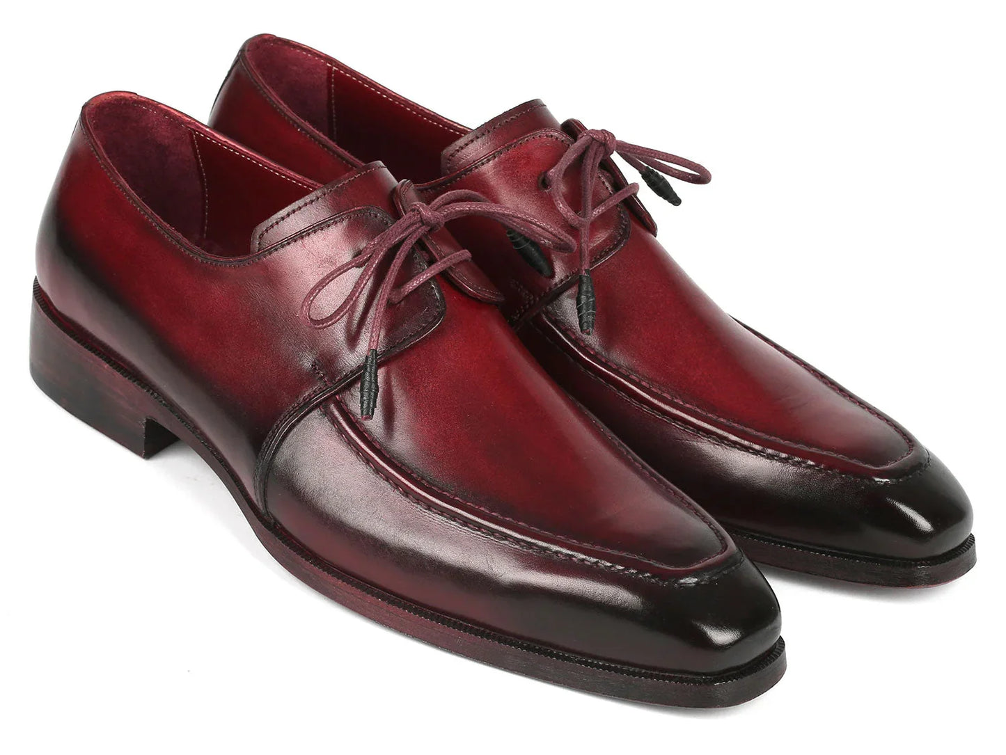 Paul Parkman Bordeaux Leather Apron Derby Shoes For Men (ID#13BRD92) - Which Mark