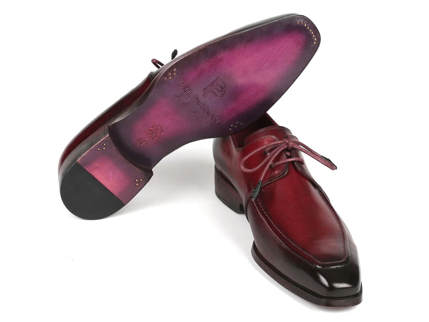 Paul Parkman Bordeaux Leather Apron Derby Shoes For Men (ID#13BRD92) - Which Mark