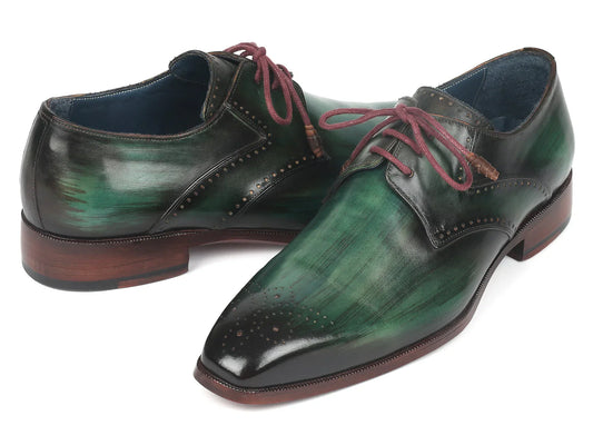 Paul Parkman Men's Green Medallion Toe Derby Shoes (ID#6584-GRN) - Which Mark