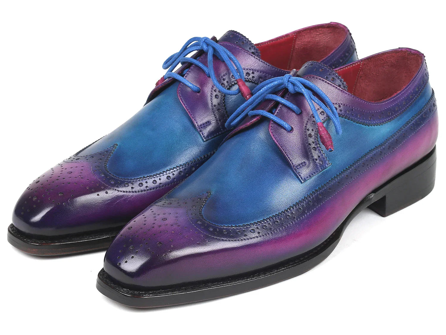 Paul Parkman Goodyear Welted Wingtip Derby Shoes Purple & Blue - Which Mark