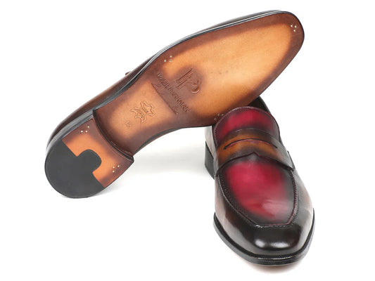Paul Parkman Brown & Bordeaux Dual Tone Loafers for Men (ID#10BB22) - Which Mark