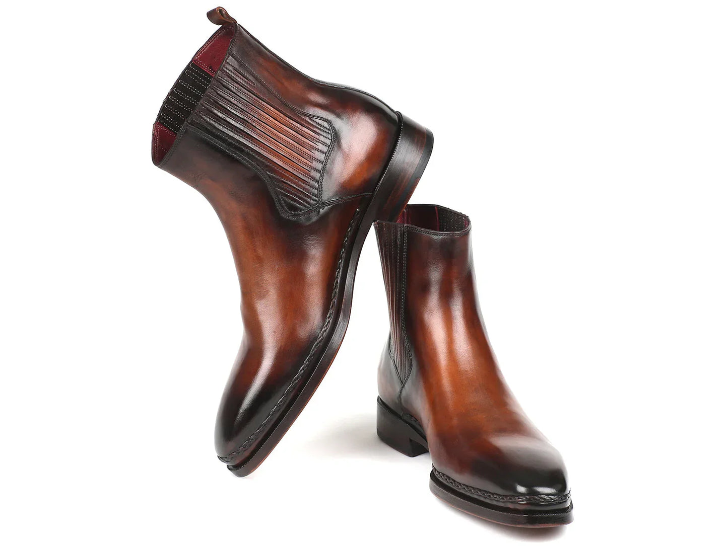 Paul Parkman Chelsea Boots Brown Burnished Leather (ID#BT57-BRW) - Which Mark