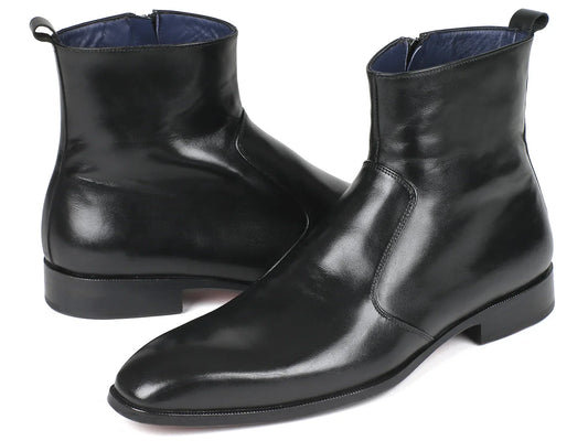 Paul Parkman Black Leather Side Zipper Boots (ID#BT485-BLK) - Which Mark