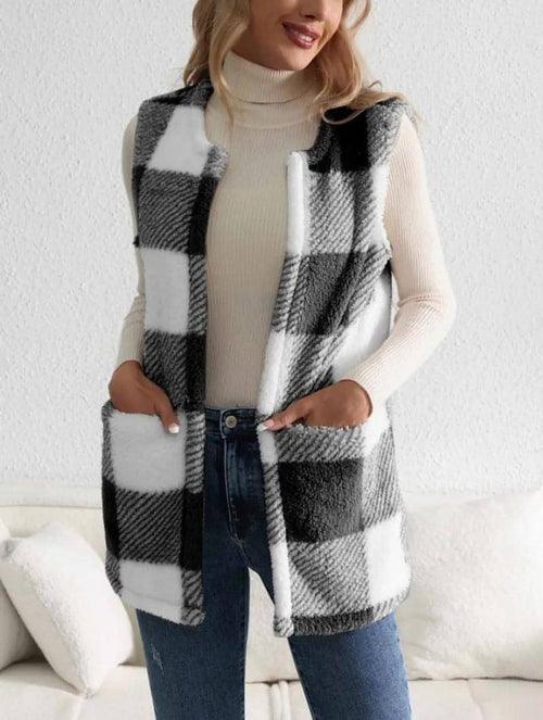 A.1 Coat Loose Plaid Color Stitching Knitted Cardigan Sweater Women - Which Mark