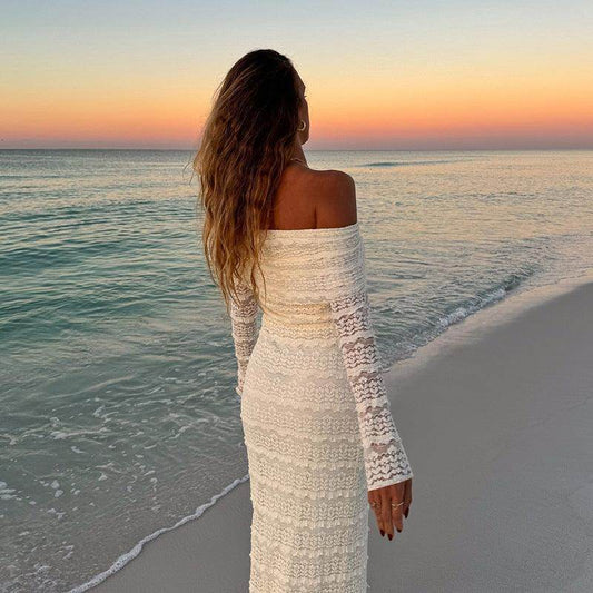 25 Edition – Elegant Off-Shoulder Lace Maxi Dress (Socialite Style) - Which Mark