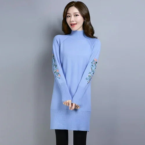 Autumn And Winter Fleece-lined Thickened Woolen Dress Sweater - Which Mark