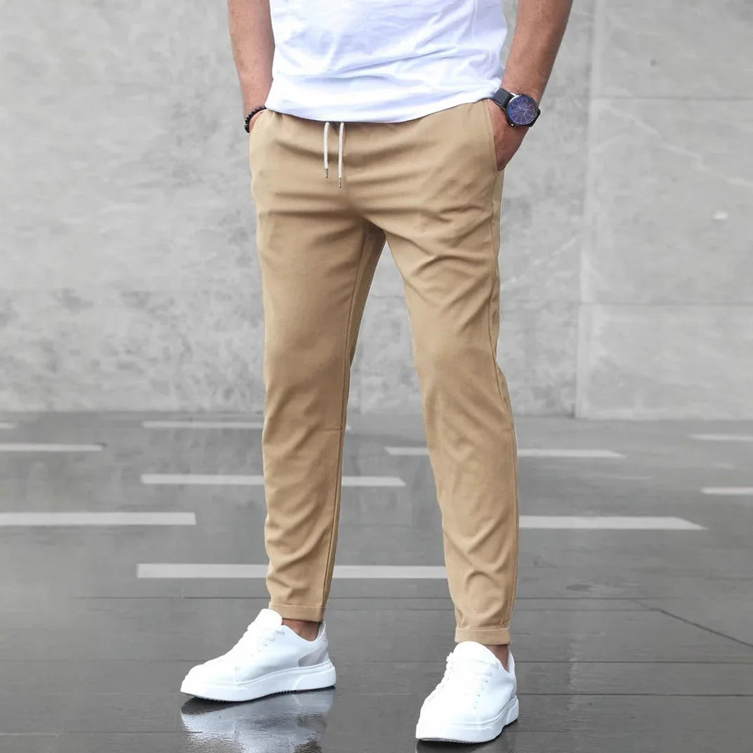 DenimDare™ Men’s Slim Fit Casual Pants With Drawstring & Pockets - Which Mark