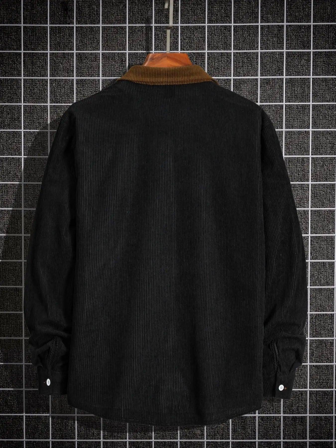 Men's Leisure Corduroy Long Sleeve Pocket DressShirt - Which Mark