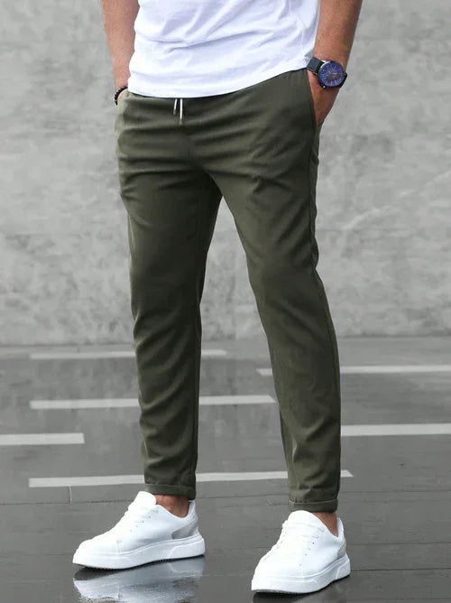 DenimDare™ Men’s Slim Fit Casual Pants With Drawstring & Pockets - Which Mark