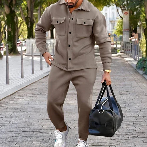 A Suede Single-breasted Solid Color Slim Fit Two-piece Suit Men - Which Mark