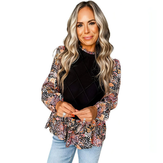 Sweater Women Loose Contrast Color Long Sleeves - Which Mark