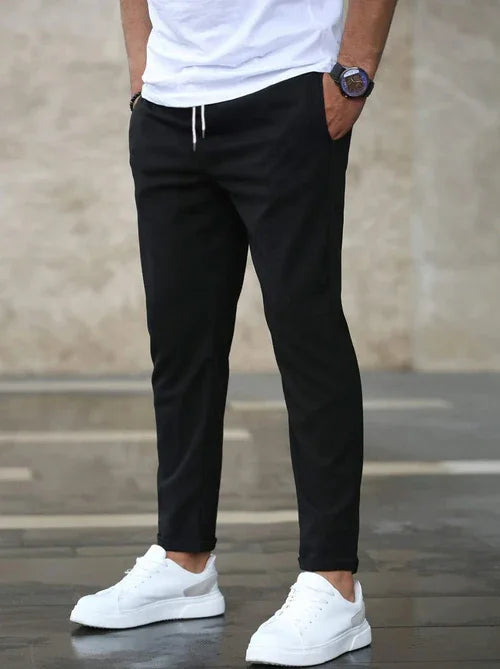 DenimDare™ Men’s Slim Fit Casual Pants With Drawstring & Pockets - Which Mark