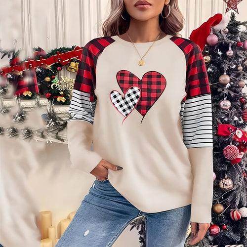 Women's Round Neck Long-sleeved Sweater Women's Plaid - Which Mark