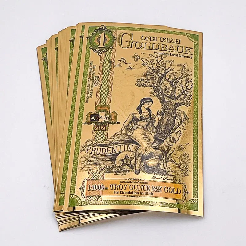 UTAH Goldback 1 Note Aurum (20 Pack) - 24k Gold Bills Random Year - Which Mark